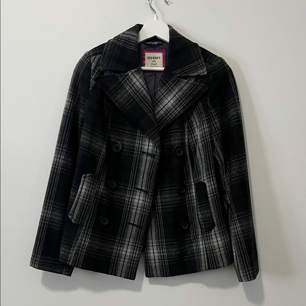 Old Navy Charcoal and Light Gray Pea Coat